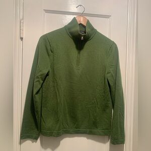 BANANA REPUBLIC Mens Pure Merino Wool Quarter Zip Pullover Sweater Green M